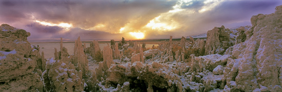 Fine Art Panoramic Landscape Photography Glowing Clouds Over Mono Lake, Eastern Sierra